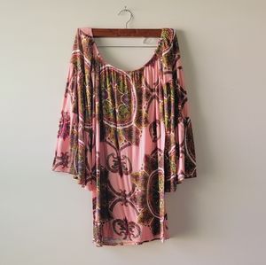 Voom long sleeve floral pink and multicolor mini dress size S